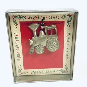 Vintage‎ Spoontiques Pewter Christmas Ornament - Old Store Stock - Train Engine